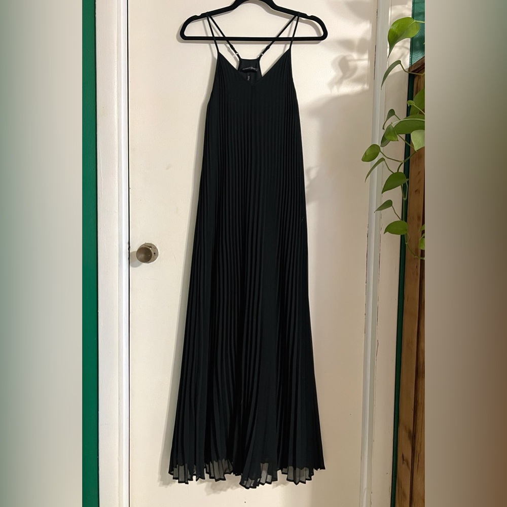 Victoria's Secret Black Pleated Chiffon Maxi Dress